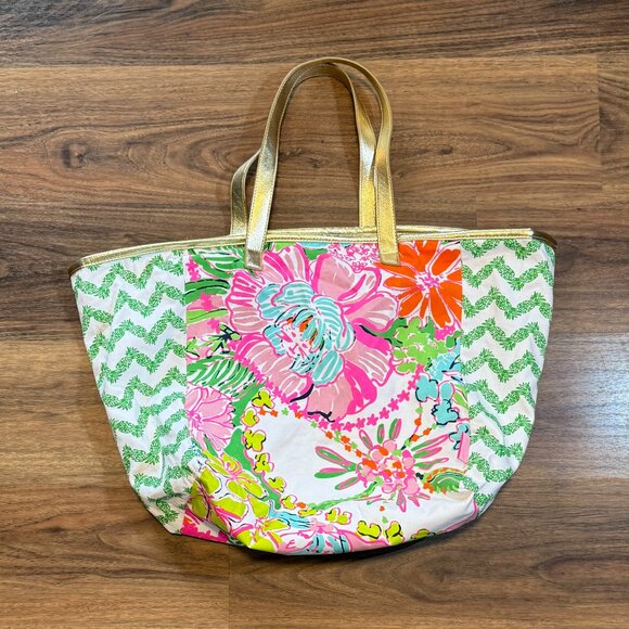 Lilly Pulitzer Tote Bag Women’s Nosie Posey Print NWOT Shoulder Handbag - Picture 1 of 6